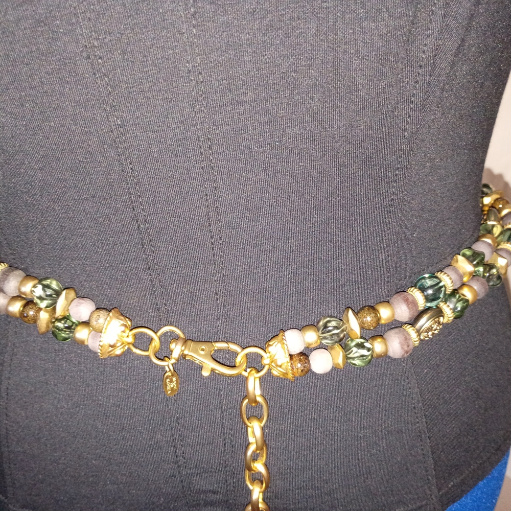 Vintage Beaded Belt Multicolored Stones And Gold